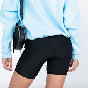 Princess Polly Black Basic Ribbed Biker Shorts